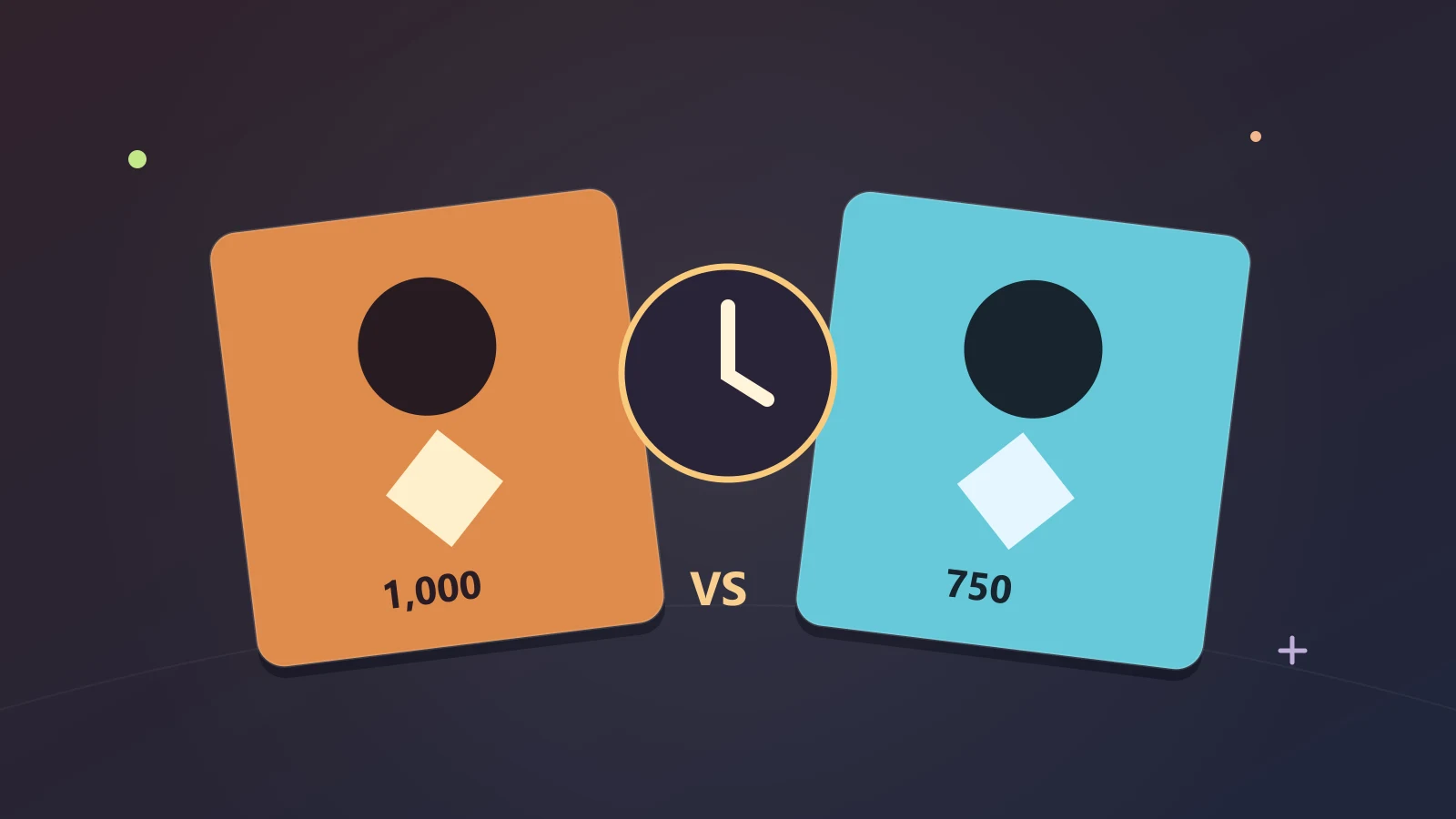 Editorial illustration of two opposing trivia panels and a shared countdown clock.