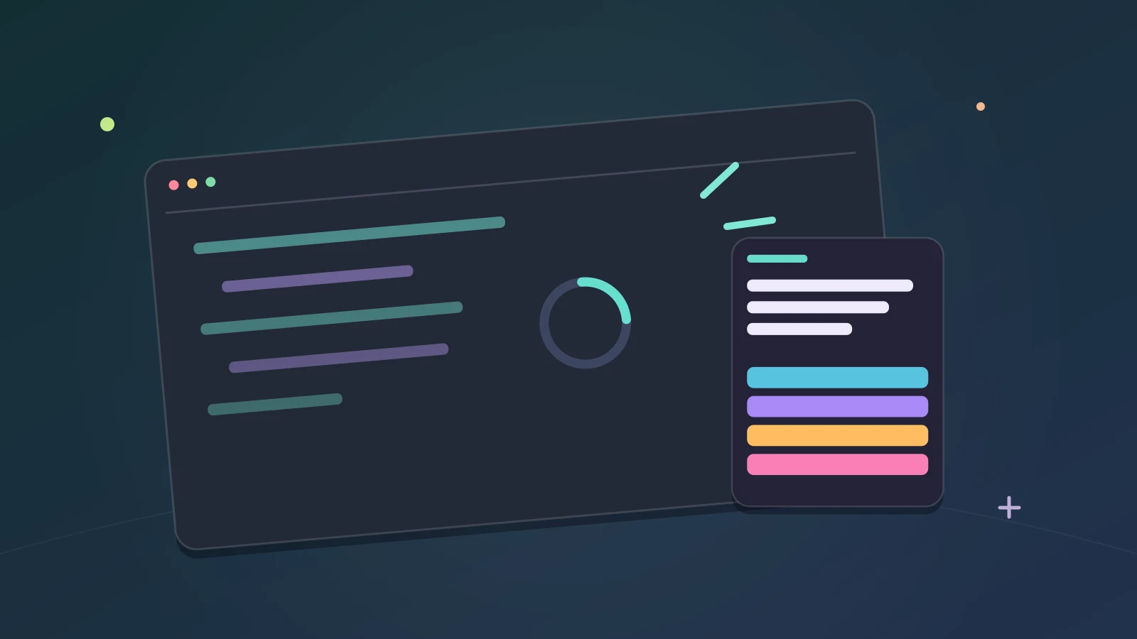 Editorial illustration of a small trivia window beside an unfinished computer task.